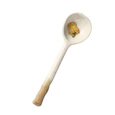 Operitacx 옐로우 페퍼 세라믹 수프 스푼 17.9cm(6.69인치) 도자기 스푼 주방 다이닝 엔터테인먼트 귀여운 커피와 디저트 핸드 프린트 만화 디자인, Operitacx 옐로우 페퍼 세라믹 수프 스푼 17.