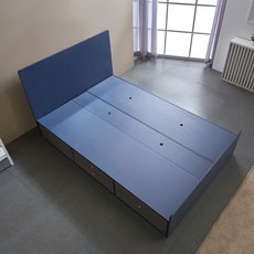 케이컴퍼니 이음일반헤드 더블 서랍침대 프레임(매트없음), 네이비그레이