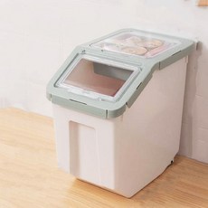 第四代寵物飼料密封桶 (送量杯 儲物/貓砂桶), 青色, 1個, 10L