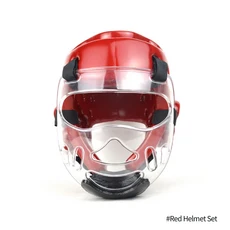 태권도 헬멧 산다 킥복싱 헤드 보호대 스파링 기어 가라테 무에타이 머리, 04 Red Helmet Set, 01 S, 01 빨간색