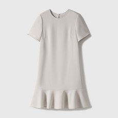 【醋酸緞面】魚尾連衣裙 連衣裙 短袖連衣裙 夏季連衣裙 中長款連衣裙 緞面質感 高腰顯瘦 法式復古 通勤度假, 米灰色(魚尾裙）