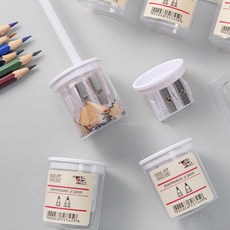 휴대용 연필깎이 통형 투명 2구