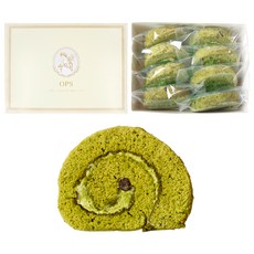 [옵스] 말차롤케익 (8EA) 고급 수제 말차 롤케이크, 240g, 1개