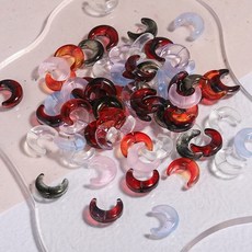 手工串珠DIY材料包配件 月亮彎月琉璃散珠 古風髮簪頭飾項鍊手鍊飾品材料, 1個, bj1935 透白,50顆