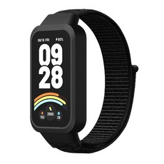 오네꼬네 샤오미 미밴드9 액티브 호환 일체형 스트랩 벨크로 나일론 찍찍이 밴드 시계줄, 1개, 멀티블랙