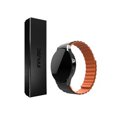 인뮤즈 갤럭시워치4 워치4클래식 프리미엄 패키지 마그네틱 실리콘 밴드 20mm, 블랙오렌지(20mm)