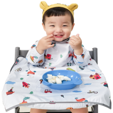 벨베이비 식탁 일체형 자기주도 이유식 턱받이 긴팔 완전커버 오리지날, 파란나라여행, 1개, 1개입