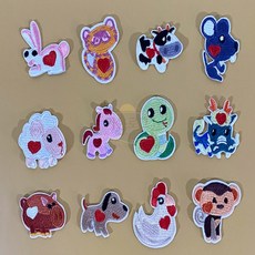 가온로그 와펜 자수패치 열접착 십이간지 옷에붙이는패치, 호랑이