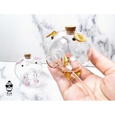 小豬玻璃收納罐（軟木塞開口）/金豆收納罐/ 開口1.1cm, 金色, 1個