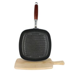 26x26cm 사각그릴팬 가정용 고기 생선 스테이크 삼겹살 구이 후라이팬, 1개, 26cm