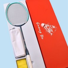 羽毛拍 碳素縴維 輕量 75g 6U 羽毛球拍 訓練拍 羽毛球拍 單拍 傢用 娛樂球拍 羽毛拍套組, 1個, 零玖*青拍+黑綫/支