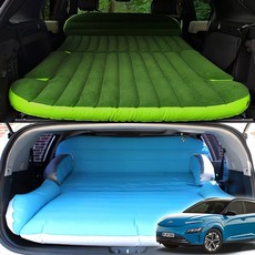 코나 일렉트릭 차박용품 트렁크 에어매트 차량 용품 에어 베드 카 캠핑 매트리스 침대 캠프, 에어펌프 미포함 블루, 블루