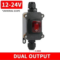 호환 1/5/20pcs IP65 방수 해양 로커 스위치 LED 12V/24V/220V 야외 정션 박스 인라인 전원 코드 전원 스위, 02 5 PCS, 04 Double  red 12-24V, 1개