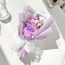Maison de Flore 不凋謝鮮花 永生花花束 + 提袋, 紫羅蘭色