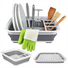 WMDDIAN 접이식 접시 건조대 - 주방 RV 캠핑 좁은 공간용 식기 홀더가 있는 휴대용 접이식 접시 건조대 - 공간 절약형 보관 정리