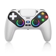PS5/PS5 Pro/Slim/PC/Steam 콘솔 호환 RGB 무선 컨트롤러 게임패드 3.5mm 오디오 잭 듀얼 진동 마크로/터보, 2)white