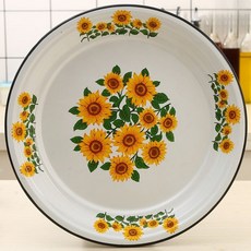 법랑그릇 빈티지 피자 감성 예쁜그릇 플레이트 레트로 35cm 해바라기-두툼한 1개, 30CM 해바라기두꺼운 × 1개