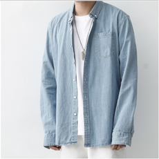 2024신상 남자 데님셔츠 워싱 청남방