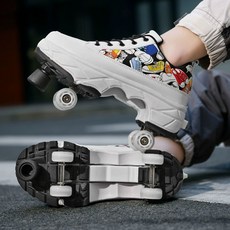 롤러스케이트 바퀴달린 신발 시니어 변형 어른 폭주화, 34, 9906A 화이트 브레이크 방수, 1개