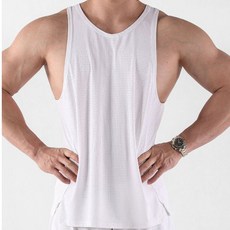 新款夏季男裝上衣 純色圓領寬鬆網眼吸濕排汗運動背心