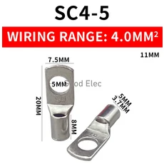 100PCS SC4 4 SC4 5 SC4 6 SC4 8 주석 도금 구리 4mm 5mm 6mm 볼트 구멍 4 0mm 케이블 러그 배터리 커넥터 압착 단자
