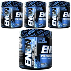 EVLUTIONNUTRITION 運動前綜合維他命補充粉 藍覆盆子風味, 4罐, 312g