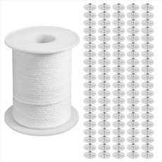 양초 DIY 도구 세트 1 롤 200Ft/61M 면 캔들 심지 코어 100 Pcs 캔들 심지 서스테이너 캔들 만들기 키트와 호환용, 1개, 화이트 + 실버