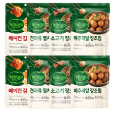 비비고 반찬(베이컨김치볶음2+견과류멸치조림2+소고기장조림2+메추리알장조림2), 1세트, 850g