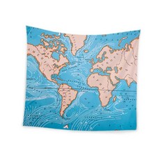 온둥이 패브릭 포스터 150x200 세계지도 블루 천 인테리어 벽장식 소품 벽에거는