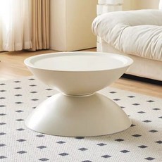 奶油風輕奢圓形邊几，小戶型客廳適用，現代簡約可儲物邊桌，網紅創意茶几邊櫃, 奶油黃【全鋼大號】儲物款, 1個