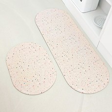 데이닉 4세대 빨아쓰는 규조토 발매트 욕실 현관 싱크대 미끄럼방지매트 테라조 2종 세트 3colors, 베이지세트