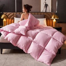 구스다운이불 침구세트 겨울이불세트 거실 한파용 따뜻한 호텔, 150x200cm 4kg, 핑크