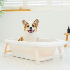 펫트리움 강아지 고양이 접이식 욕조 베이지 애견 목욕, 없음, 1개
