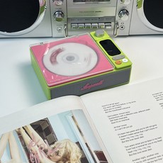 레트로 CD 플레이어 휴대용 블루투스 스피커 무선 벽걸이 감성 CDP 오디오 시스템, 202 그린 핑크, 표준 세트 + 선물 패키지