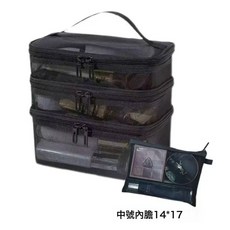DFMEI 大容量通氣網格可視化妝包大多功能數碼包旅行收納包, 如圖