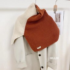 時尚拼色高領針織披肩圍脖：秋冬保暖百搭套頭毛線圍巾