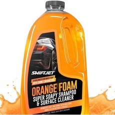 스위프트제트 오렌지 폼 자동차 세차 세제 – pH 균형 슈퍼 비누 샴푸 및 표면 클리너 두꺼운 거품 세차용 거품 자동차 트럭 SUV 보트용 줄무늬 없는 광택 왁스 실란, 64 플로리다 온스