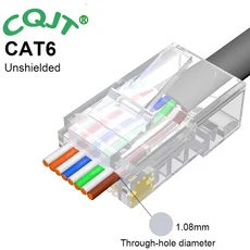랜케이블 커넥터 RJ45 CAT6 패스스루 CAT7 플러그 모듈러 CAT5E, 100pcs, CAT6    Unshielded