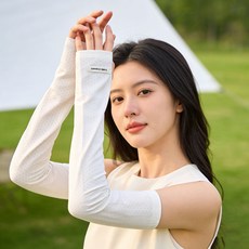 防曬冰絲袖套 寬鬆薄透氣護手臂, 1個, ZAHK【白色】