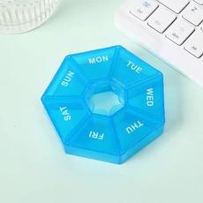 1Pcs 라운드 알약케이스 플라스틱 7 일 주간 타블렛 캔디 박스 휴대용 스지 홀더 여행 정리 컨테이너, 06 blue 1pcs, 06 blue 1pcs