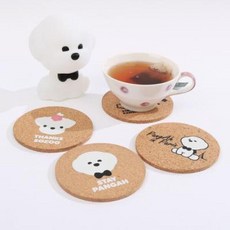 아트박스/플러스펀 기다려 빵아 코르크 컵받침, 화이트, 화이트