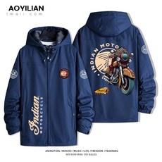 인디언 모터사이클 오토바이 방풍 루즈핏 자켓 바람막이 바이크 빅사이즈 항공점퍼 방한, K. 185 플리스 없음, D. 네이비 4