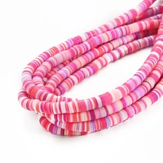 플랫 라운드 폴리머 클레이 비즈 칩 디스크 스페이서 슬라이스 비즈 DIY 쥬얼리 만들기 수제 팔찌 목걸이, 01 4mm, 15 Mixed Color 02