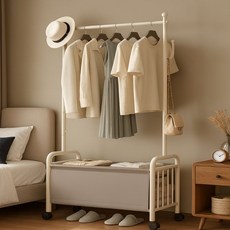 라온프리 튼튼한 이동식 옷걸이행거, 화이트