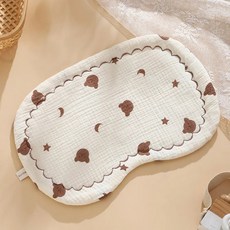 신생아 플랫베개 구토방지 구름쿠션 머리보호 부드러운 낮잠 전용 베개, 곰 + 면 구름 베개