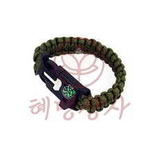 혜명잡화상사 등산 캠핑용 멀티 5기능 팔찌, 국방색