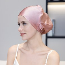 真絲睡帽100%桑蠶絲長髮睡覺透氣養髮護髮帽防亂髮防毛躁居家浴帽, 1個, 粉膚色:如圖所示