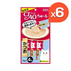 챠오츄르 고양이 짜먹는 간식, 가다랑어, 56g, 6개