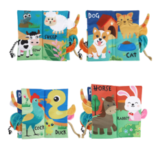 台灣現貨 可啃咬卡通尾巴布書 卡通布書 立體布書 嬰兒布書 兒童布書 寶寶布書 早教布書, 農場款(五頁十面), F, 農場