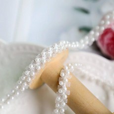 고급 진주 레이스 메쉬 네트 장식 카라 의류 장식용, 1개, 화이트 롱 91cm